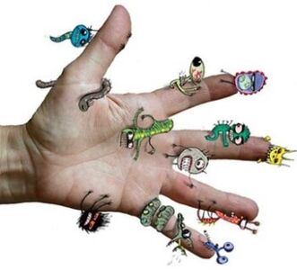 bacteria and parasites on human hands